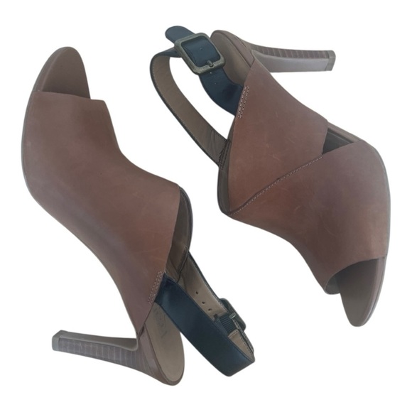 EUC!!Franco Sarto Brown Leather Slingback, Open-Toed Booties, Size 6.5 - Picture 4 of 4